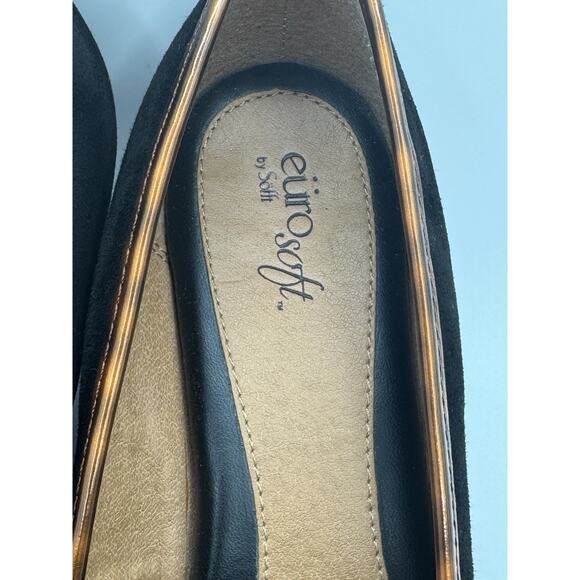 Eurosoft Womens Black Wedge Shoe Leather Upper Round Toe Size 9M - Picture 5 of 7